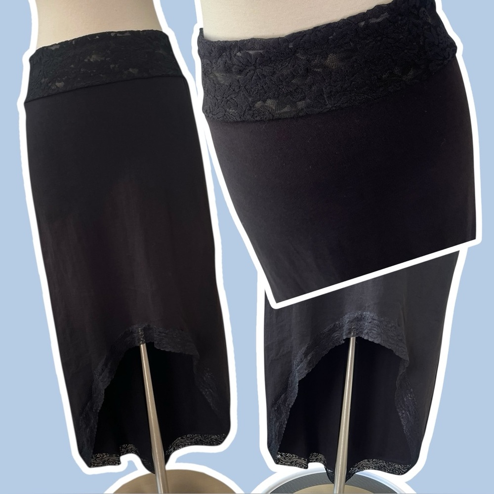 Lace trim high/low maxi midi skirt stretchy XS/S
